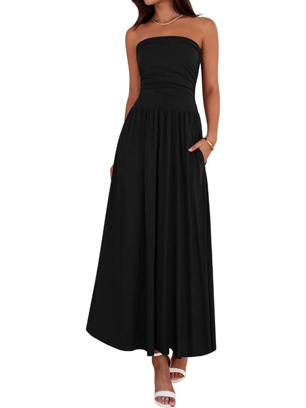Summer Maxi Dress for Women - Strapless Tube Top, Flowy Beachwear, Boho Style